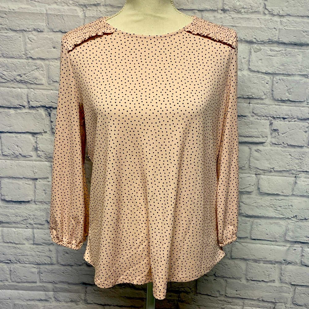 Adrianna Papell Pink with Tiny Hearts Top Size Medium